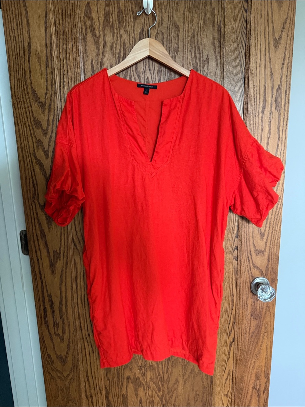 Banana Republic Red Orange V-Neck Mini Dress